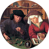 man and woman counting money